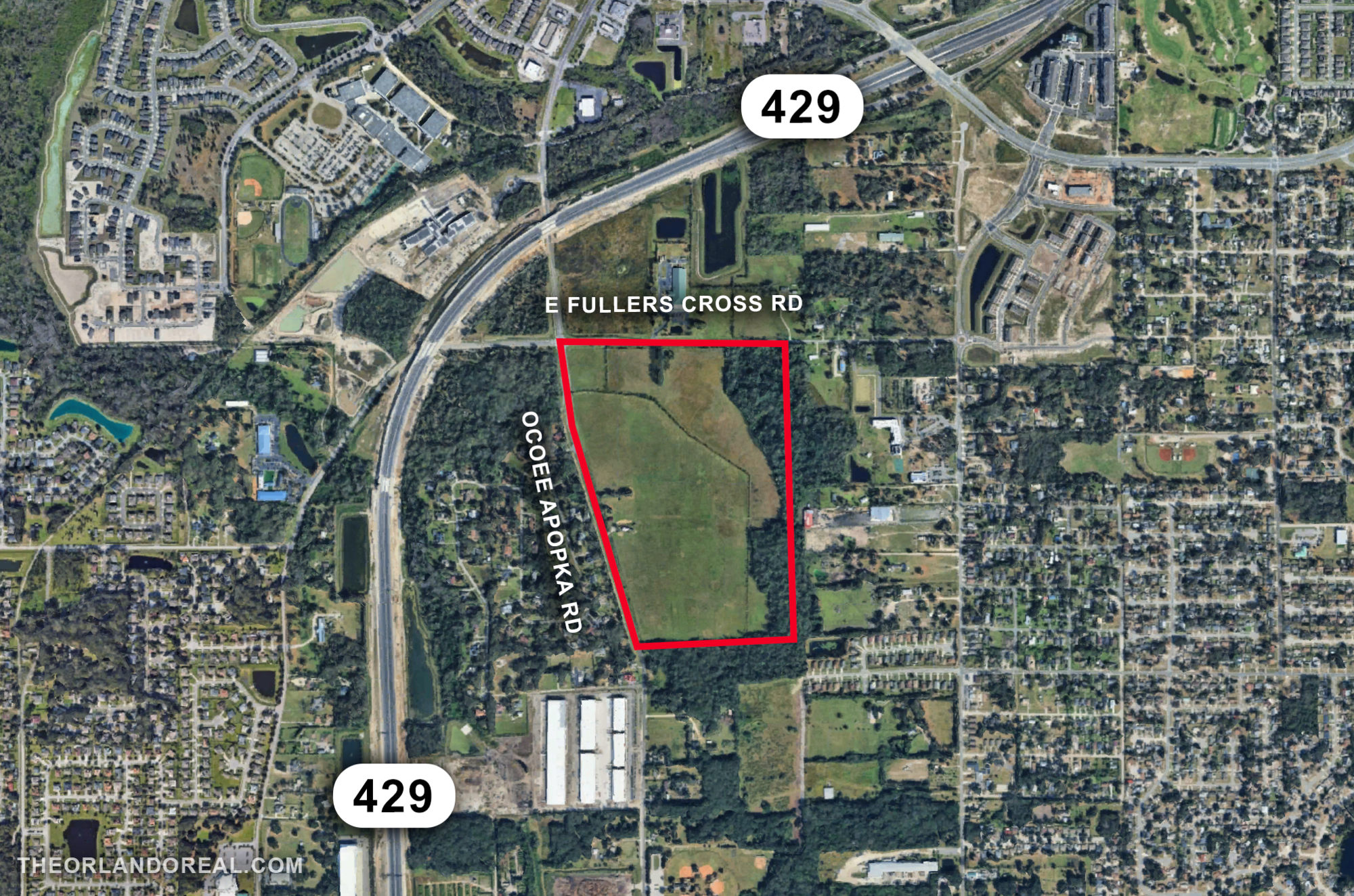 google map with ocoee land highlighted